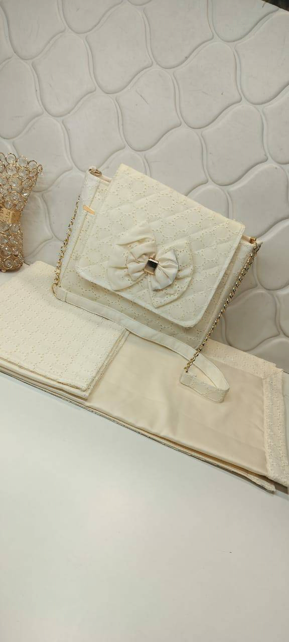 elegant quilted masallah and sling bag with golden chain elegant quilted masallah and sling bag with golden chain